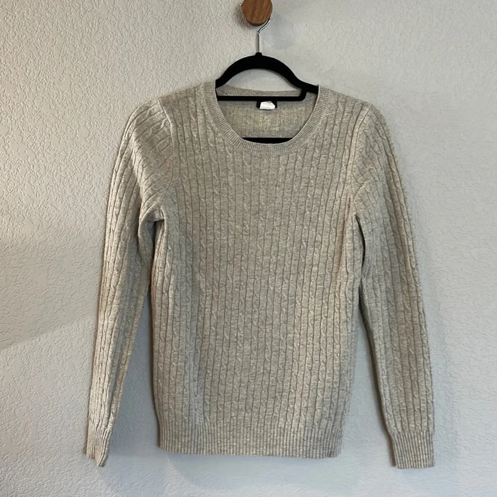 J.Crew. S. Gray cable sweater. Great condition.